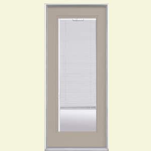 32 in. x 80 in. Left Hand Inswing Full Lite Mini Blind Painted Steel Prehung Front Door with No Brickmold
