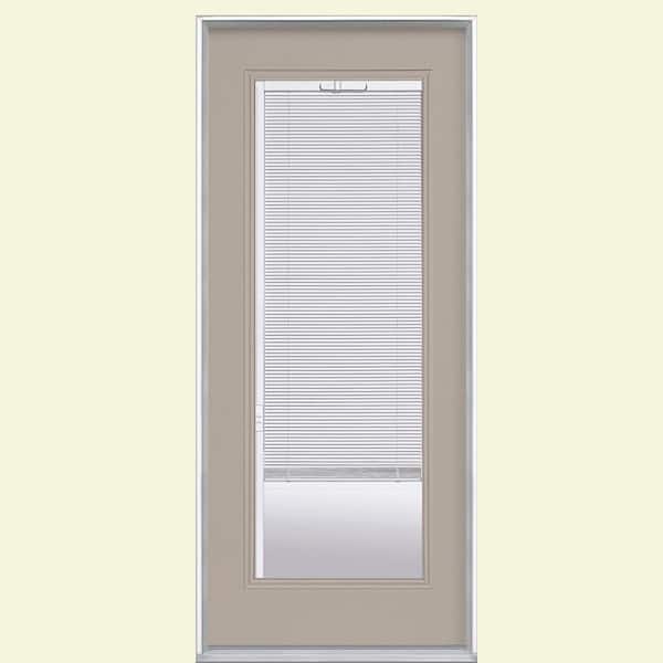 32 in. x 80 in. Left Hand Inswing Full Lite Mini Blind Painted Steel Prehung Front Door with No Brickmold