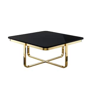 Lanna 40 in. Black/Gold Medium Square Wood Coffee Table