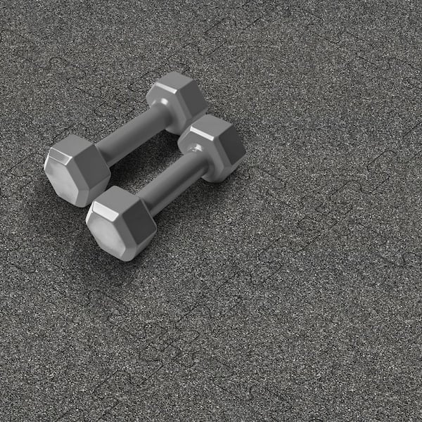 Rubber Gym Tiles with Gray Colored Flake 18 in. x 18 in. 8mm Thick