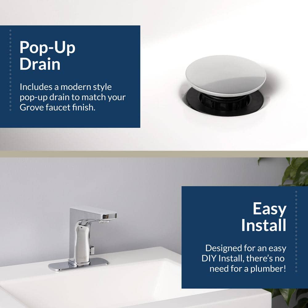 Chrome Touchless Bathroom Faucet with Drain Assembly