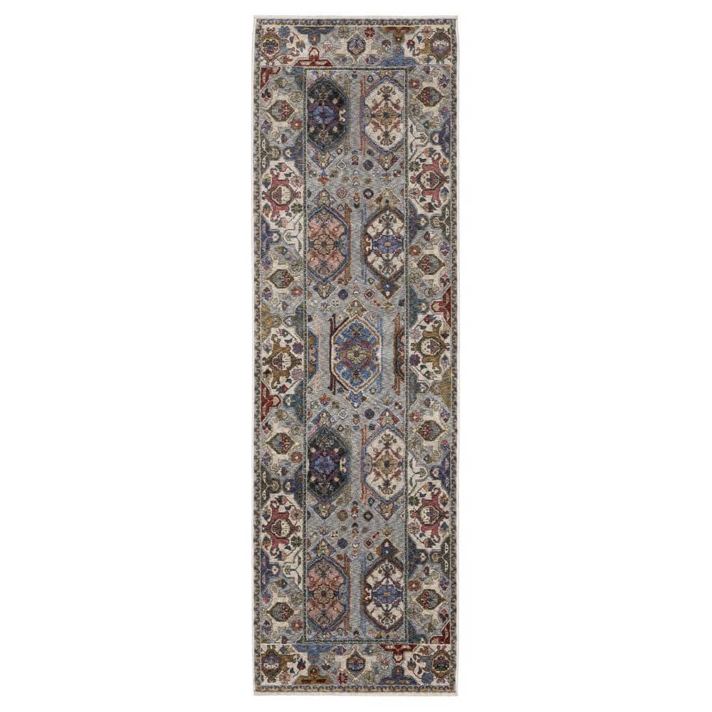 AVERLEY HOME Hunter Blue/Multi-Colored 2 ft. x 8 ft. Persian Oriental ...