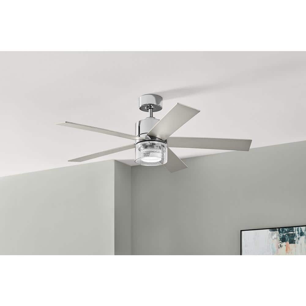 Crysalis 52 in. Indoor Chrome Ceiling Fan with Bubble Glass with Adjustable White Integrated LED with Remote Included price history on PriceWatchPro