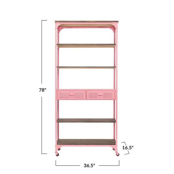 Storied Home 5-Tier Metal and Wood Shelving Unit with Drawers in