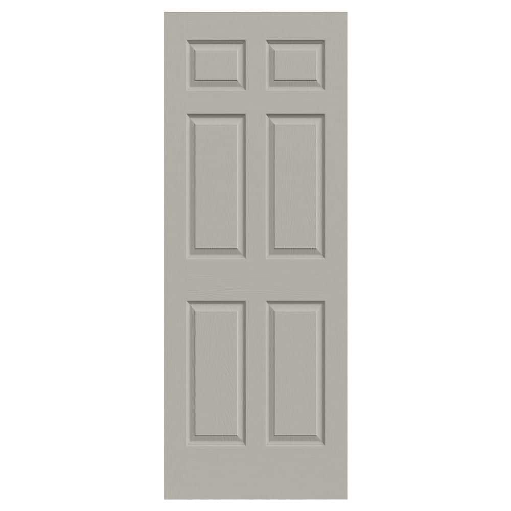 JELD-WEN 30 in. x 80 in. Colonist 6-Panel Light Gray Painted
