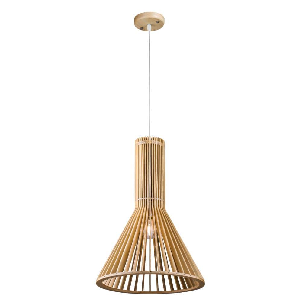 Bamboo 1-Light Wood Pendant