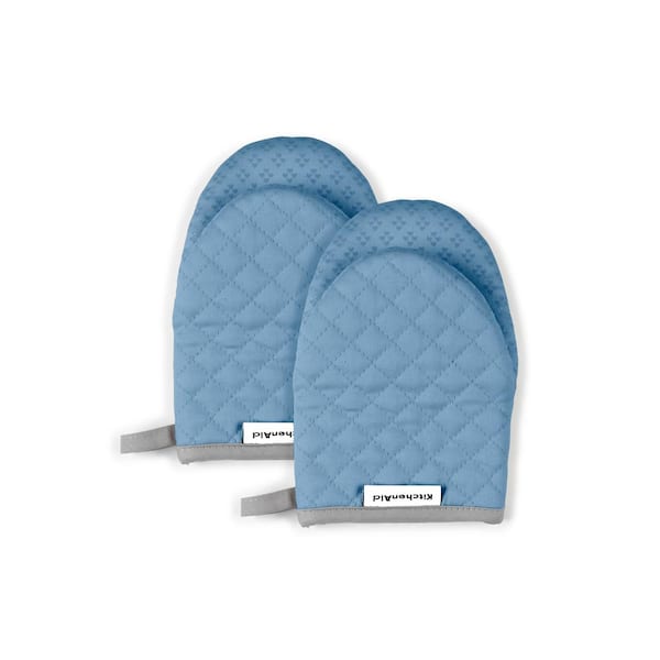 Cuisinart 2PK Mini Oven Mitts with Full Silicone Grip, Denim Blue NEW