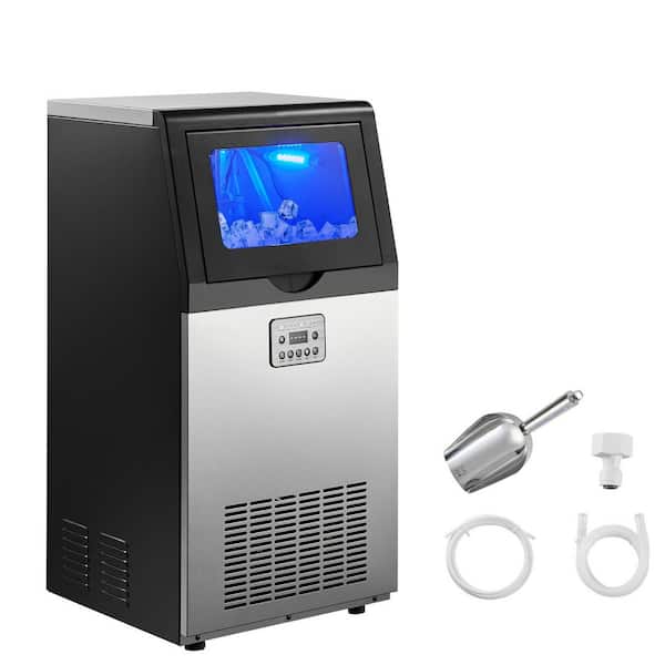 100 lbs./24 H Commercial Ice Maker 15.16in.W Freestanding 30 lbs. Capacity in 10 Mins Full Size Cube Freestanding Silver