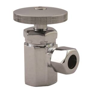 1/2 in. IPS Inlet with 3/8 in. Compression Outlet Round Handle Angle Stop Shut Off Valve, Polished Chrome