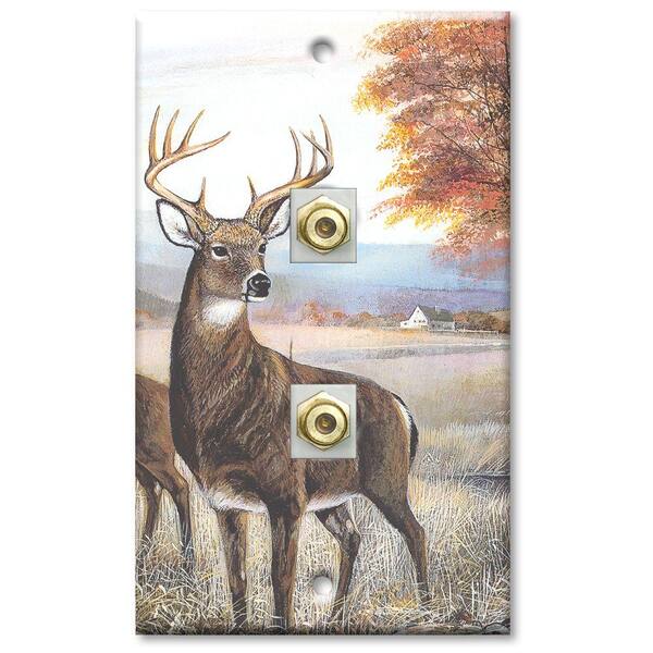 Art Plates White Tail Deer 2 Cable Wall Plate