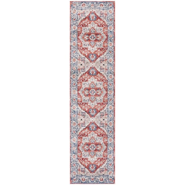 Luna Blue 2 ft. x 9 ft. Distressed Medallion Runner Rug