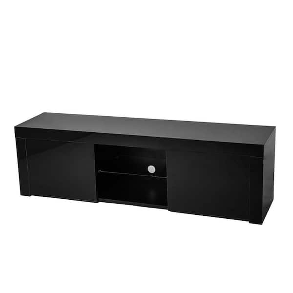 Unbranded 59.07 in. Black TV Stand Fits TV's up to 70 in. with RGB Lights and Cable Management