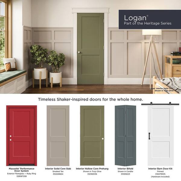 Masonite 36 in. x 80 in. 2-Panel Logan Hollow Core Jet Black