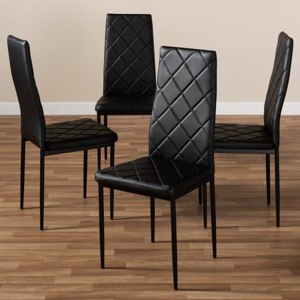 Blaise Modern 39" Black Faux Leather Parsons Side Chair