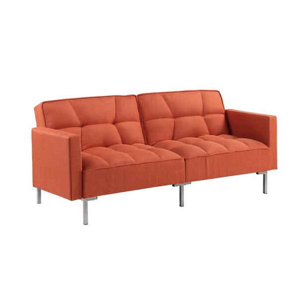 Donason 74.75 in. W Square Arm Linen 2-Seat Straight Sofa in Orange