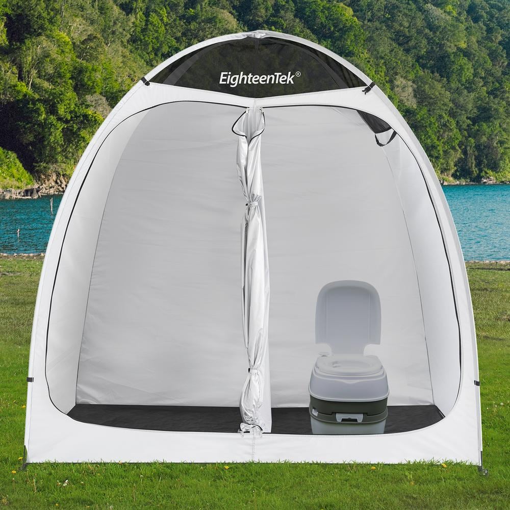 EighteenTek 2-Room White Polyester Camping Shower Tent