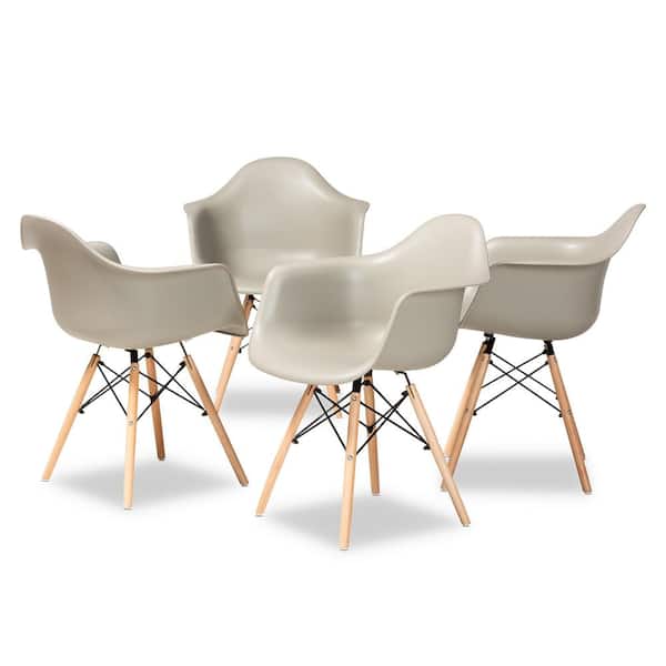 Baxton Studio Galen Beige and Oak Brown Dining Chair (Set of 4)