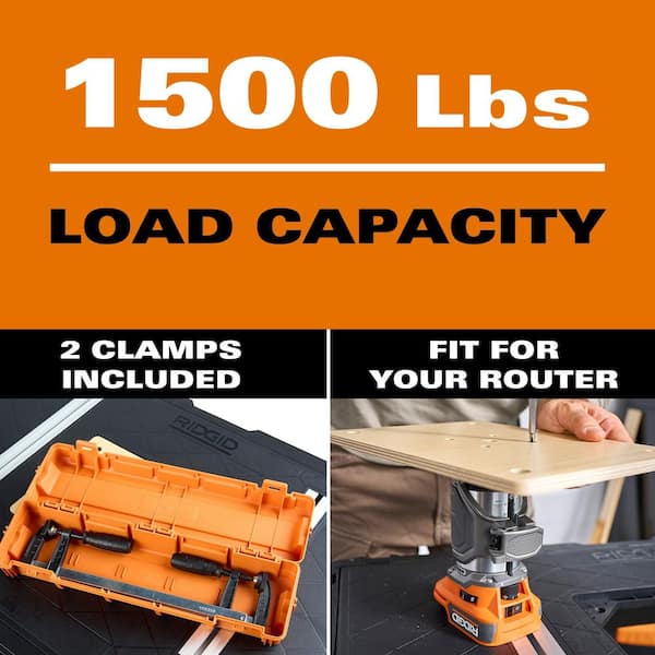 22 in. W x 34.6 in. D Portable Work Table with Plastic Top and Wood Router Plate