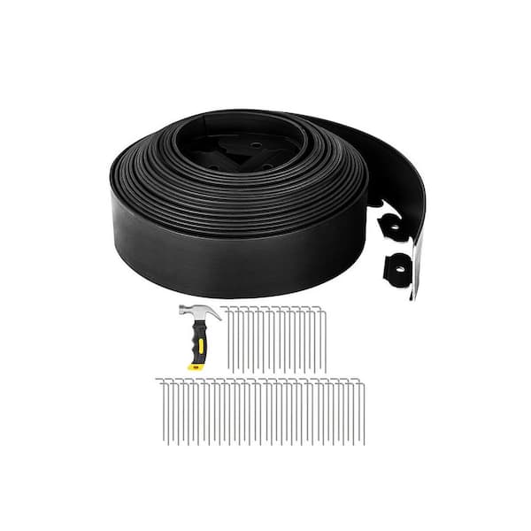 4L x 4H x 792in. ft. Flexible Weatherproof Garden Lawn Edging Black Polypropylene Includes 60 Steel Spikes 1-Pack