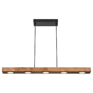 Peyton 7-Light Wooden Dimmable Linear LED Kitchen Island Pendant Light