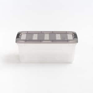 12 qt. Stack & Pull Clear storage Box, Lid Gray (Pack of 8)