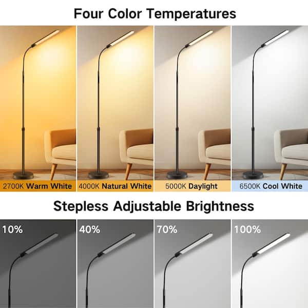 BICIK 73 in. Modern Black Standard LED Floor Lamp with Remote