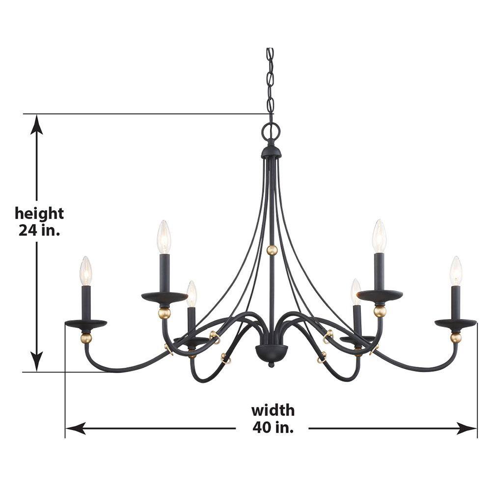 Sand Coal and Gold 40" Steel Taper Candle Chandelier