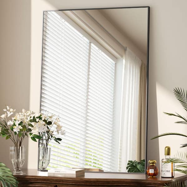 Morden Black 26 in. W x 38 in. H Rectangle Aluminum Alloy Frame Vanity Wall Mirror