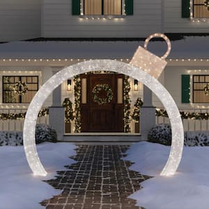 9 ft. Warm White-Cool White Glimmer Ornament Arch Holiday Yard Decoration