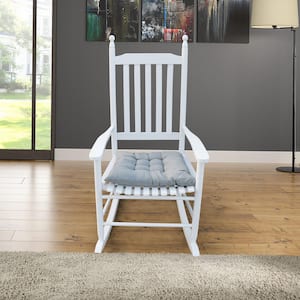 23 in. Width x 33 in. Depth x 44 in. Height White Wooden Porch Outdoor Rocking Chair for Patio, Garden, Balcony