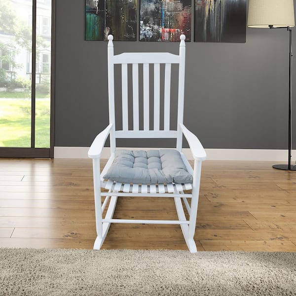 Zeus & Ruta 23 in. Width x 33 in. Depth x 44 in. Height White Wooden Porch Outdoor Rocking Chair for Patio, Garden, Balcony
