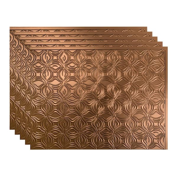Fasade 18.25 in. x 24.25 in. Lotus Vinyl Backsplash Panel in Oil Rubbed Bronze (5-Pack)