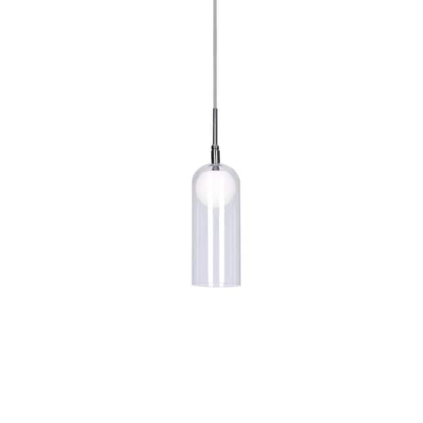 KUZCO Stylo 4 in. 1 Light 8-Watt Chrome Integrated LED Pendant Light