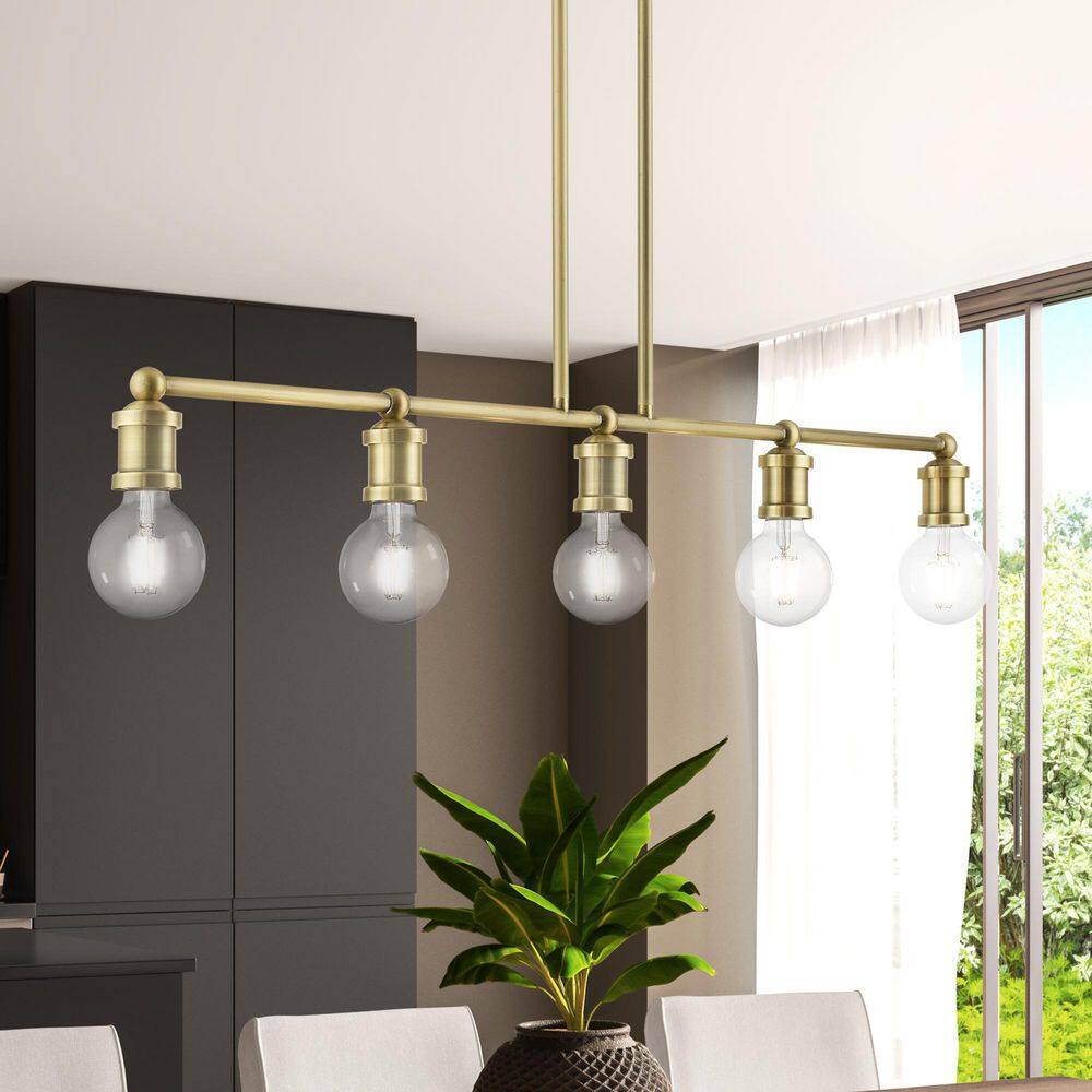 Lansdale Antique Brass 5-Light Linear Chandelier