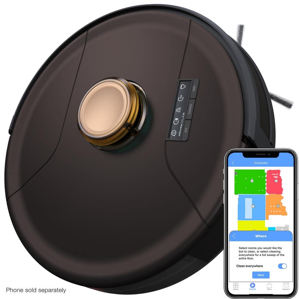 bObsweep Austin, PetHair SLAM 13 in Robotic Vacuum with Smart Navigation, Bagless, Replaceable Filter, Multisurface in Brown