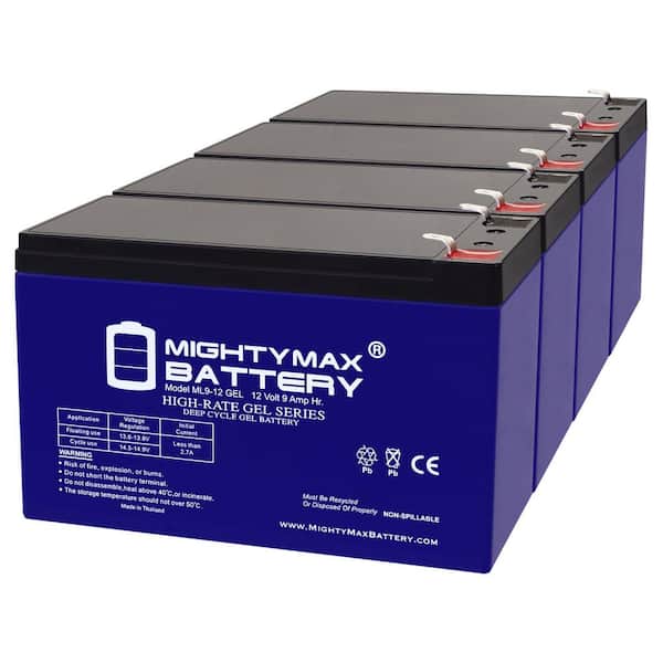 MIGHTY MAX BATTERY 12V 9AH GEL F2 Replacement Battery Compatible with PCM PowerCom Kin-1500AP - 4 Pack