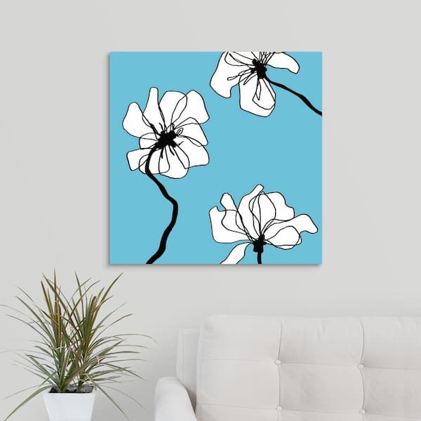 GreatBigCanvas "Flowers in Blue 2" by Loeber Mette Canvas Wall Art
