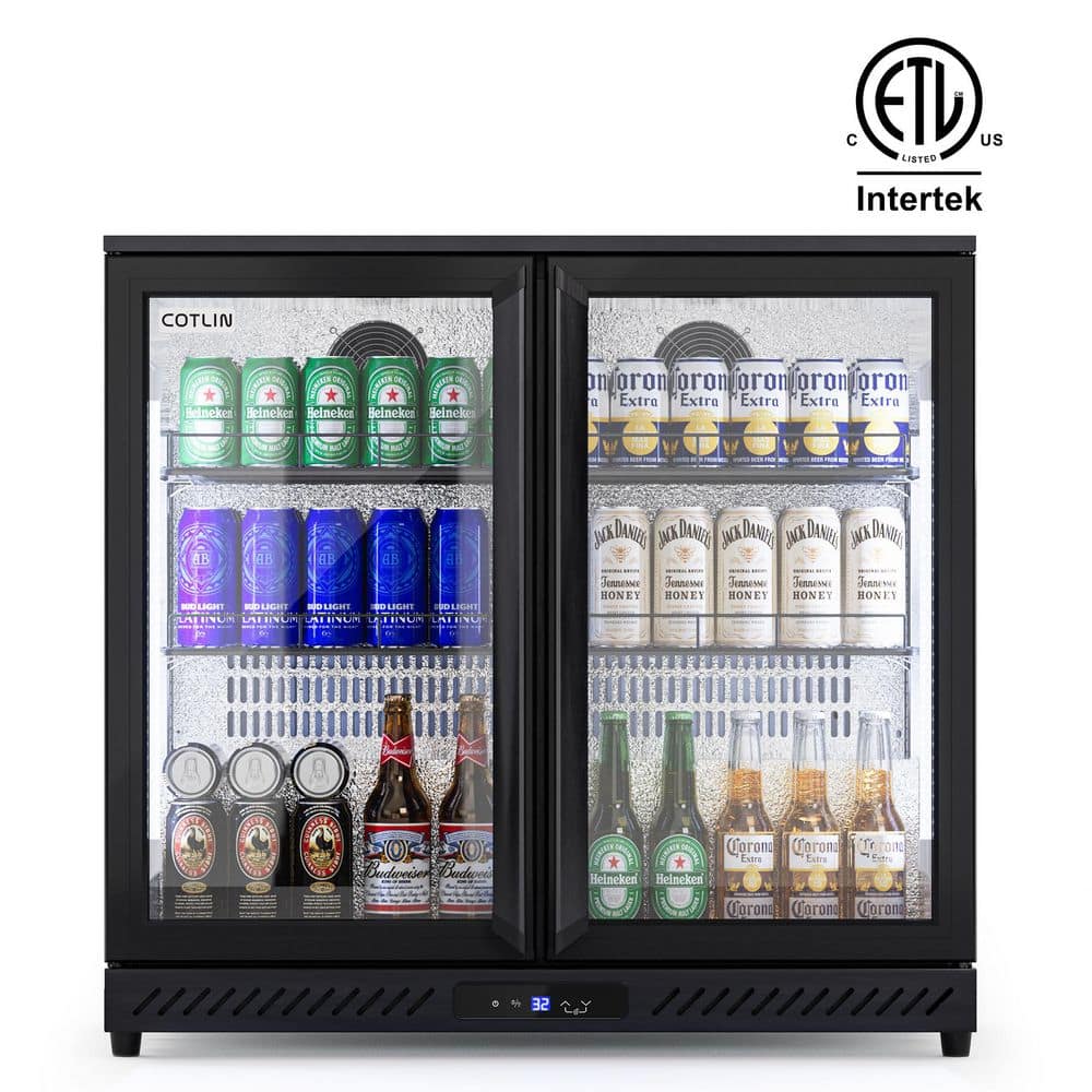 36 in. 7.45 cu. ft. Commercial Refrigerator in Black with Auto Defrost, ETL Certified, 208-Cans, Beverage Cabinet