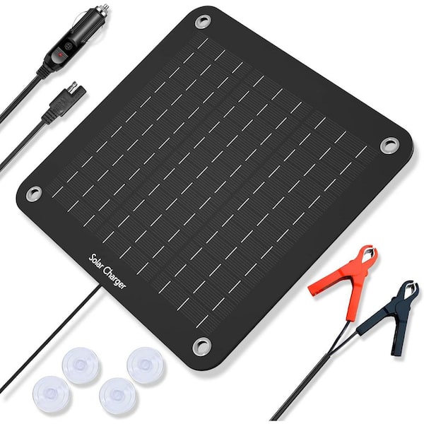 10W Solar Battery Charger Maintainer 12V Waterproof Portable Trickle Charger Monocrystalline Solar Panel for Car