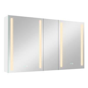 50 in. W x 30 in. H 3-Door Rectangular Aluminum Medicine Cabinet with Mirror in White