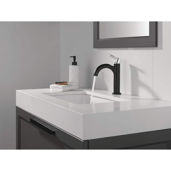 Nicoli J-Spout Single-Hole Single-Handle Bathroom Faucet in Matte Black/Chrome
