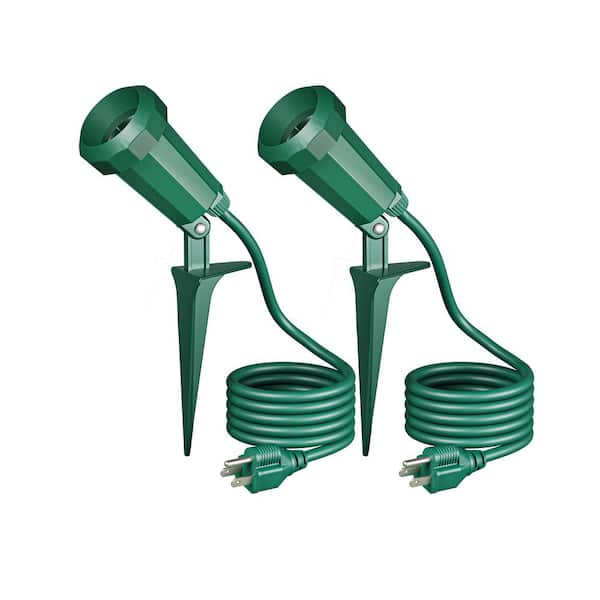 EDISHINE 120-Volt Green Plug in Outdoor Waterproof Spotlight with 6 ft ...