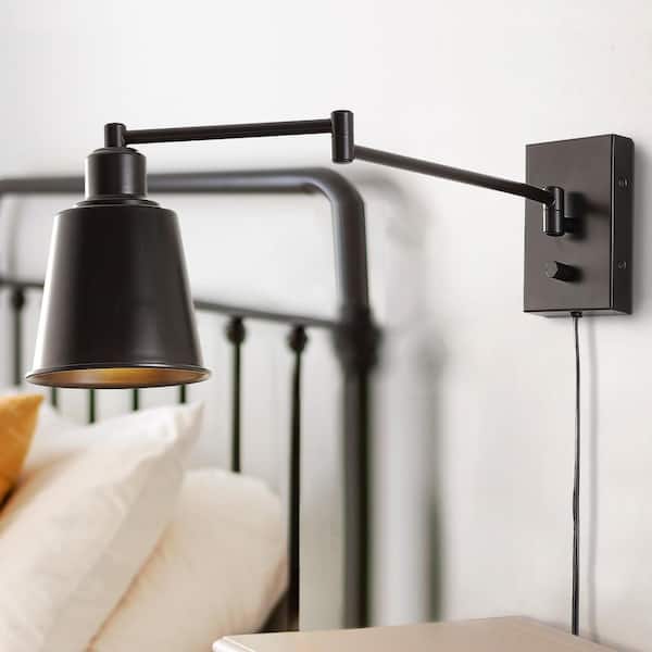 JONATHAN Y Cary 5.75 in. 1-Light Oil Rubbed Bronze Iron Contemporary Swing Arm Wall Light
