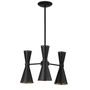 Elisio 3-Light Black Cluster Hanging Pendant Lighting