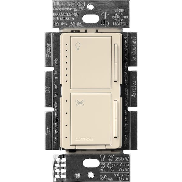 Maestro LED PLus Push Button Fan Control and Light Dimmer 75-Watt LED/1.5A Fans, Single-Pole, Light Almond (MACL-LFQ-LA)