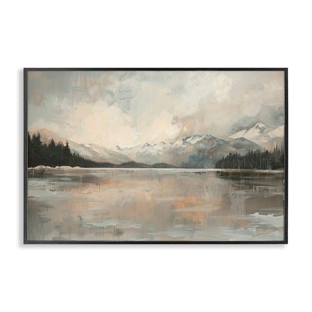 Frozen Lake Landscape by LSR Design Studio Black Framed Nature Giclee Art Print 12 in. x 18 in. price history on PriceWatchPro
