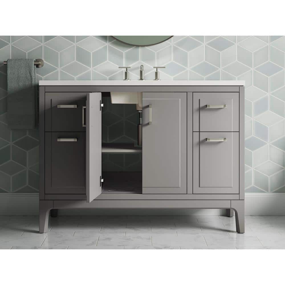 Seer 48" Mohair Gray Single Sink Freestanding Vanity with Quartz Top
