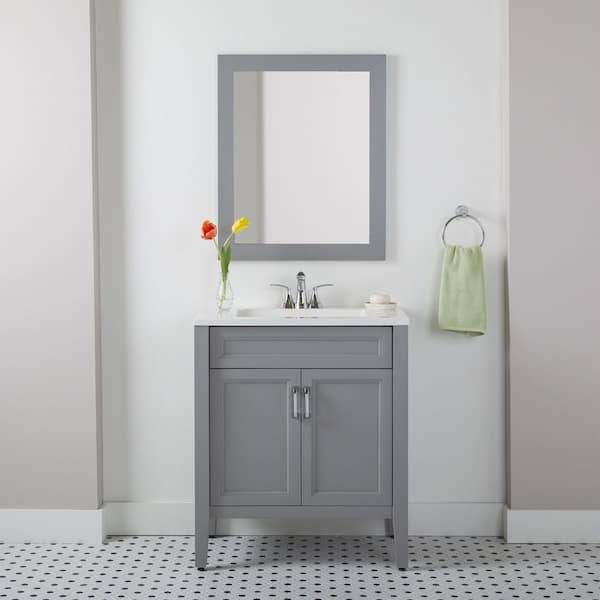 bathroom vanities > New Arrivals > 24 in. Single Sink  Foldable Vanity Cabinet in White with White Ceramic Top