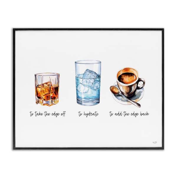 Stupell Industries Funny Whiskey and Coffee by Lux + Me Designs Black Framed Food Giclee Art Print 11 in. x 14 in.