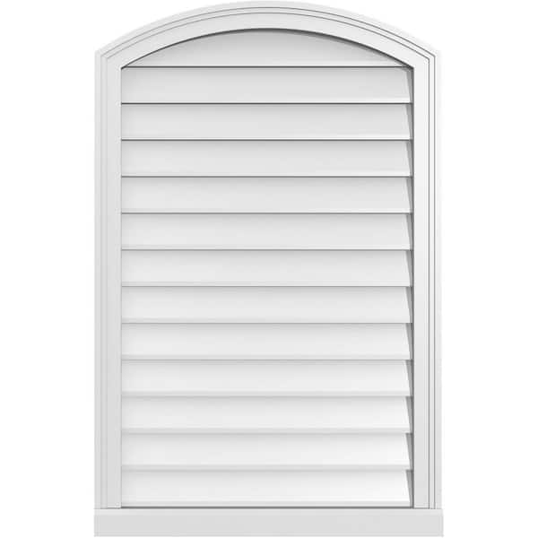Ekena Millwork 26" x 40" Arch Top Surface Mount PVC Gable Vent: Functional with Brickmould Sill Frame